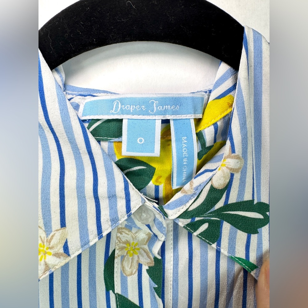DRAPER JAMES Collection Lemon Blossom Floral Silk Maxi Shirtdress - Sz 0 - Picture 5 of 11